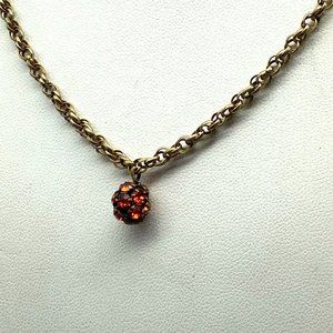 Vintage Prong Set Crystal Encrusted Sphere Pendant Necklace Roundette Disco Ball